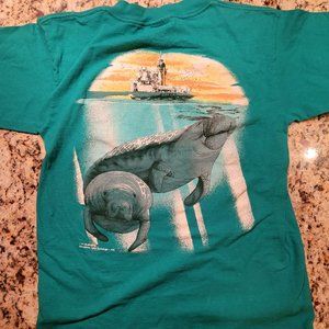 VINTAGE 1991 90s Nasa Exchange Manatee T-Shirt Single Stitch, back graphic L